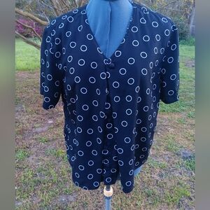 LIZWEAR Black Button-Up Shirt with White  Circles M